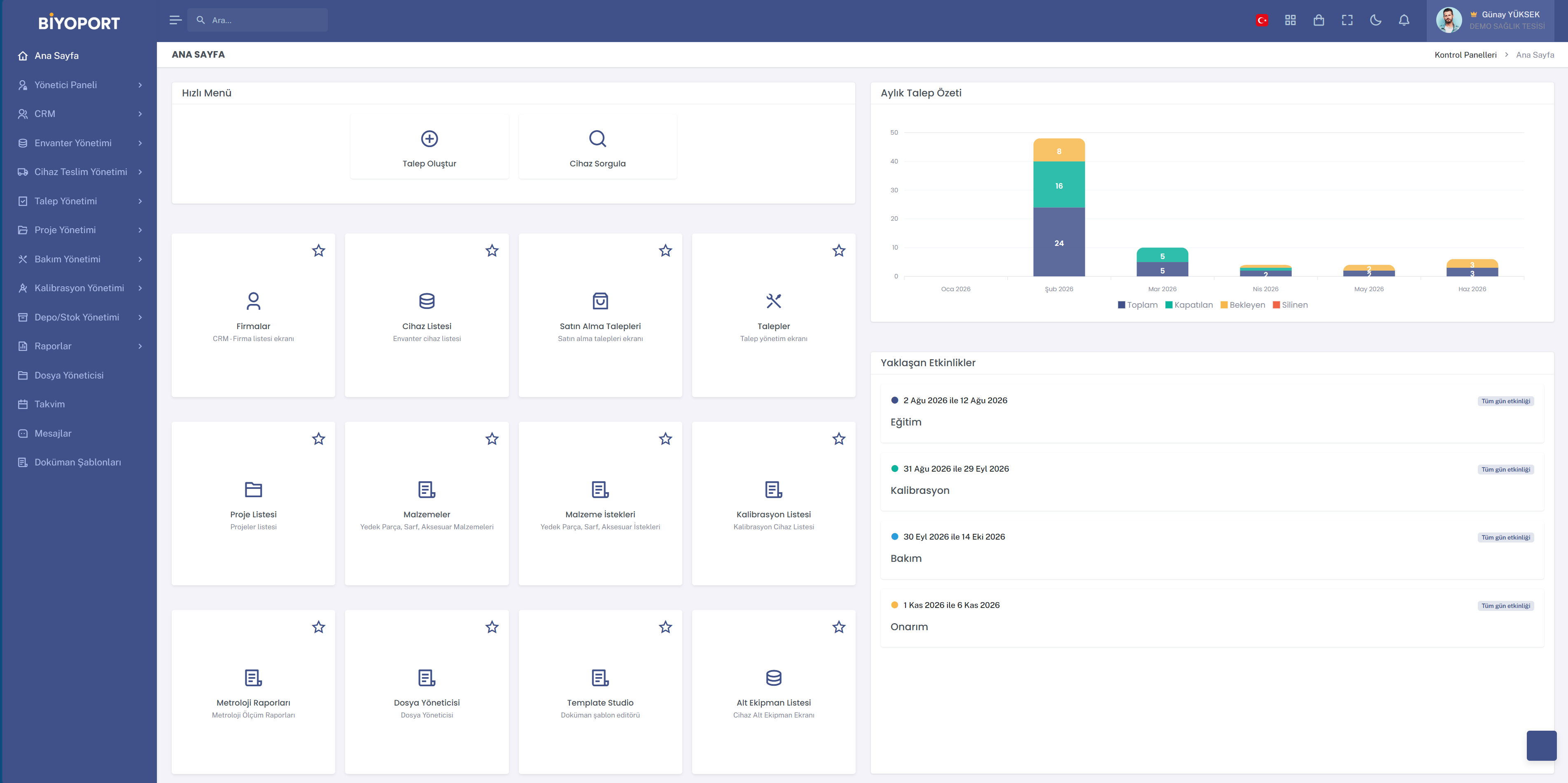 BiyoPort - Biyomedikal Süreç Programı
